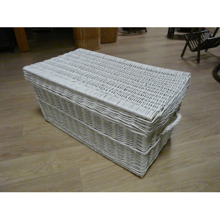 malle en osier - laqué blanc