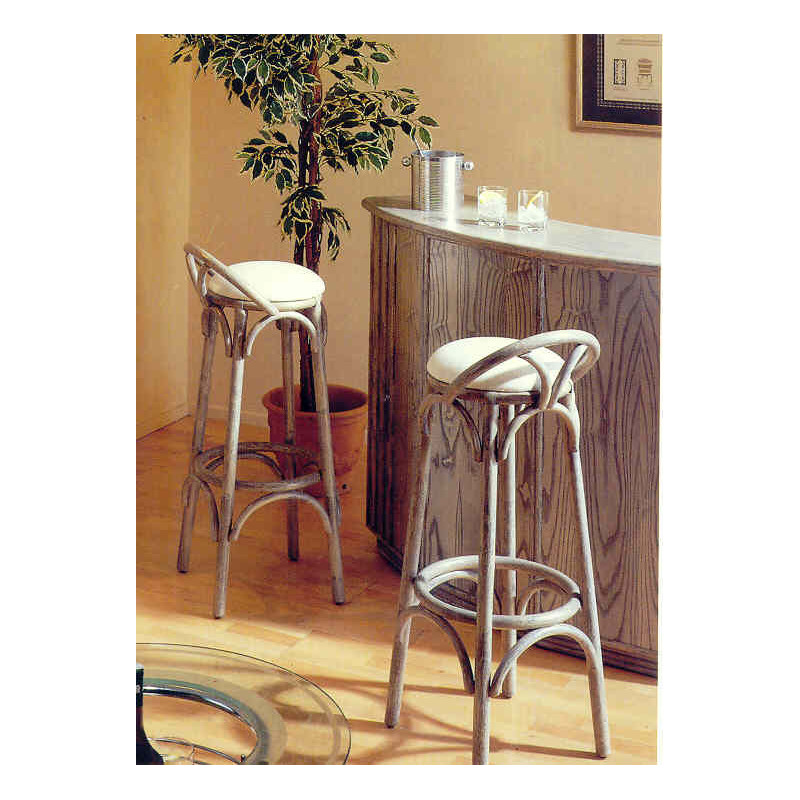 Tabouret haut en rotin Passy - avec dosseret