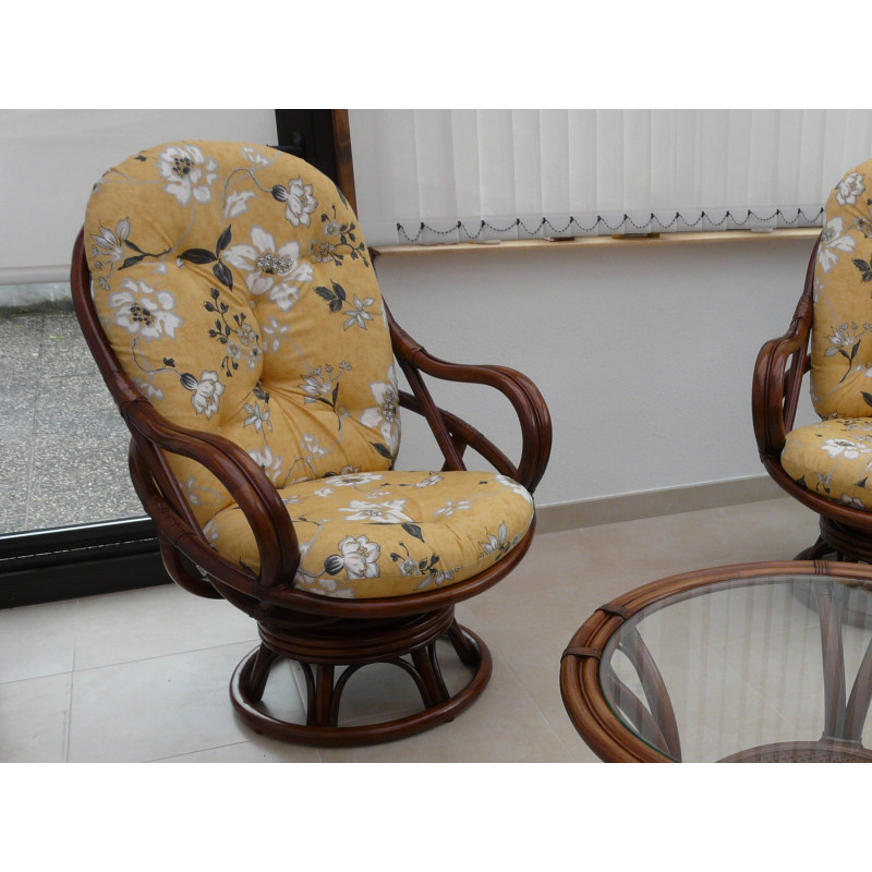 Fauteuil en rotin Luna pivotant - Le plus connu des fauteuils pivotants.