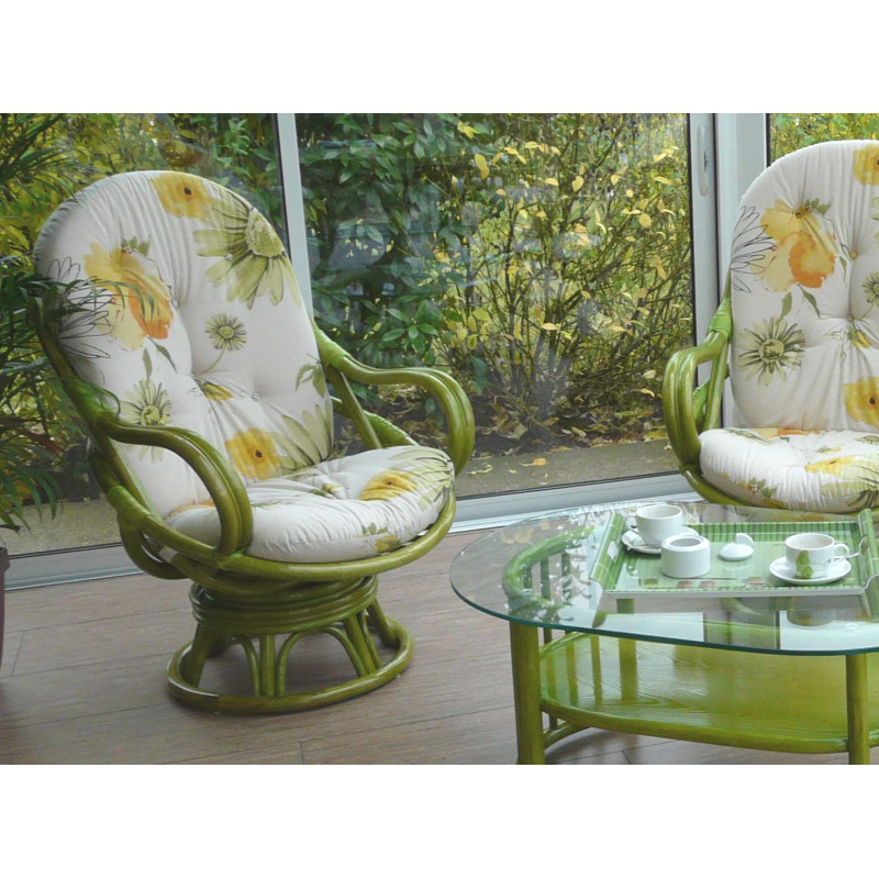 Fauteuil en rotin Luna pivotant - Le plus connu des fauteuils pivotants.
