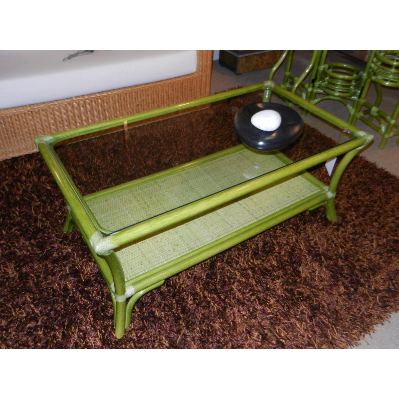 Table de salon en rotin rectangulaire pour la véranda.