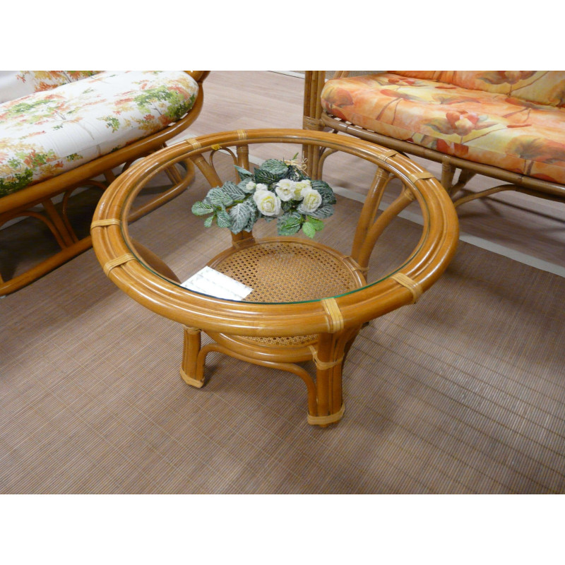 table de salon en rotin - rotin vintage