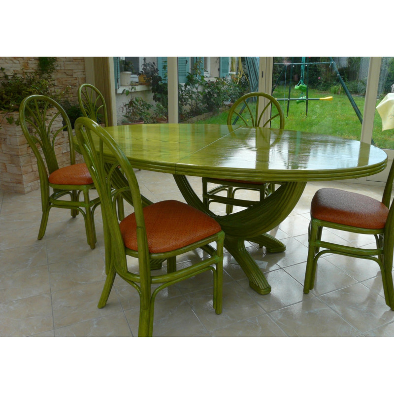 Table Valence ovale en rotin avec ou sans allonge