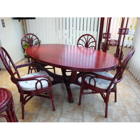 Table Valence ovale en rotin avec ou sans allonge