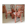 Table Daisy en rotin dessus verre