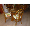 Table Daisy en rotin dessus verre