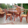 Table Daisy en rotin dessus bois avec ou sans allonges