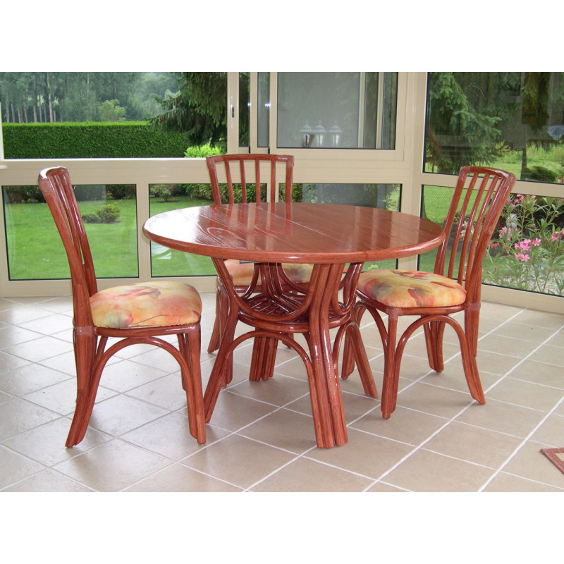 Table Daisy en rotin dessus bois avec ou sans allonges