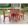 Table Daisy en rotin dessus bois avec ou sans allonges