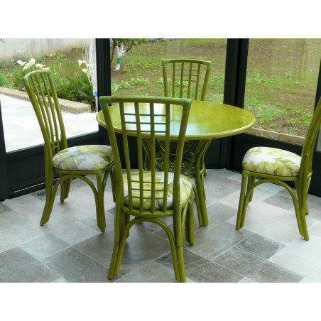 Table Daisy en rotin dessus bois avec ou sans allonges