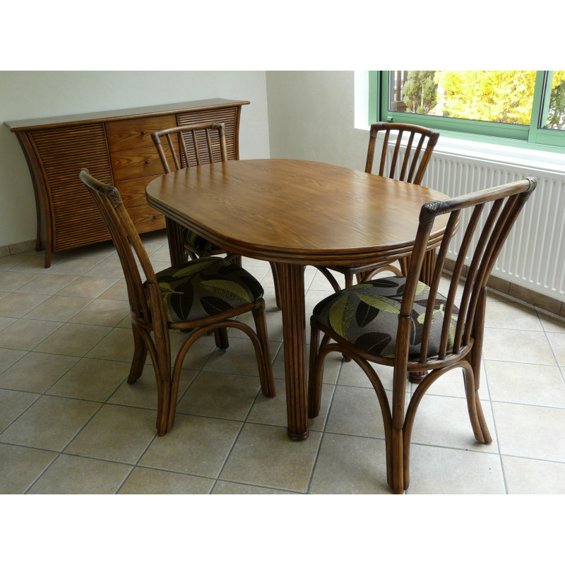 Table en rotin Carlat ovale avec ou sans allonges