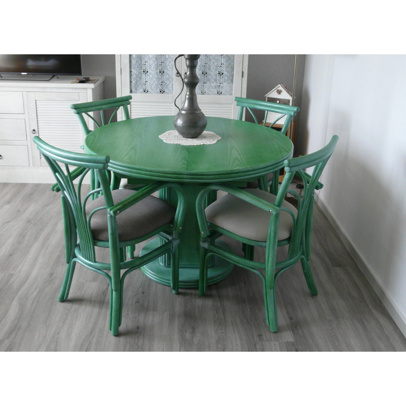 Table en rotin Lanoux ronde avec ou sans allonges