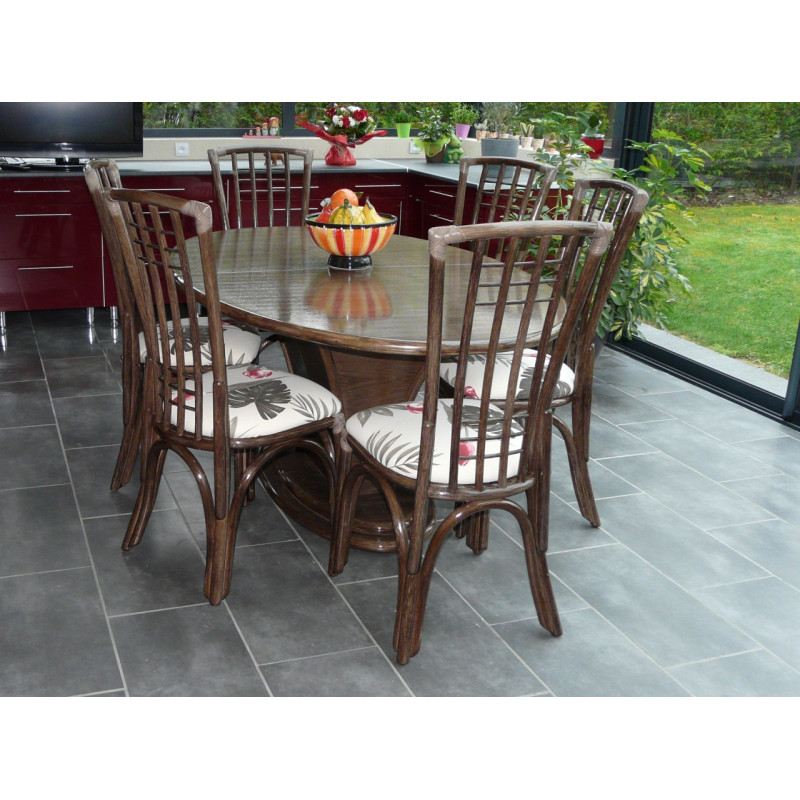 Table en rotin Milan ovale avec ou sans allonges