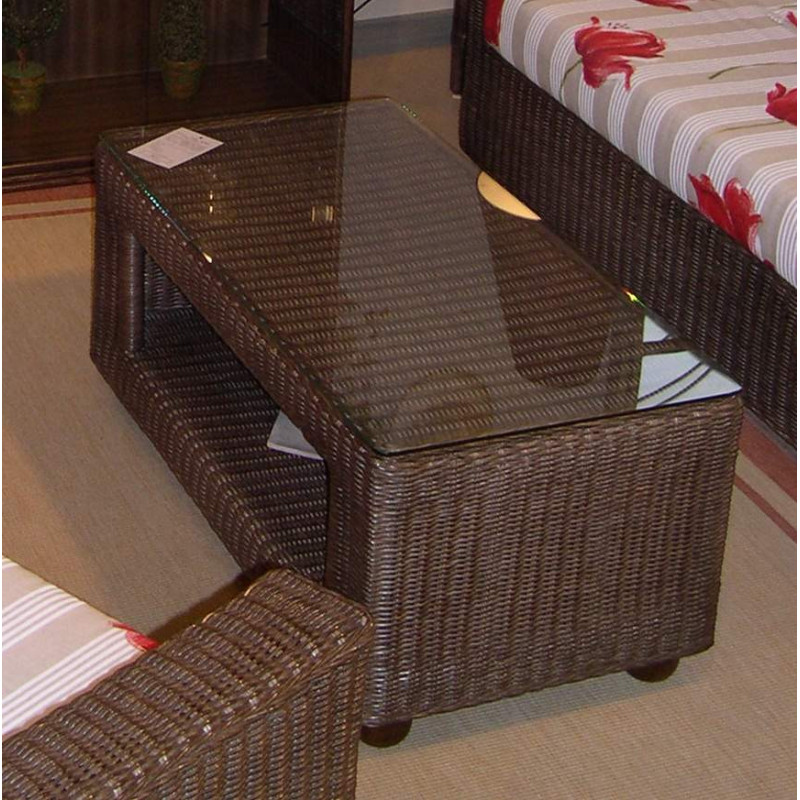 table de salon en rotin - promotion