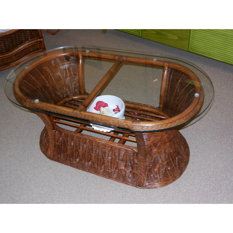 TABLE DE SALON EN ROTIN - MEUBLE NE ROTIN