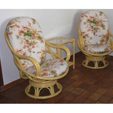 Fauteuil en rotin Luna pivotant - Le plus connu des fauteuils pivotants.