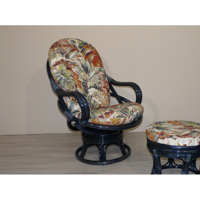 Fauteuil en rotin Luna pivotant - Le plus connu des fauteuils pivotants.