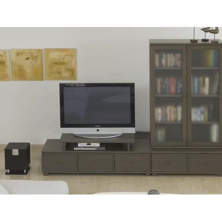 composition en rotin - living - tv - hifi - Rotin Création