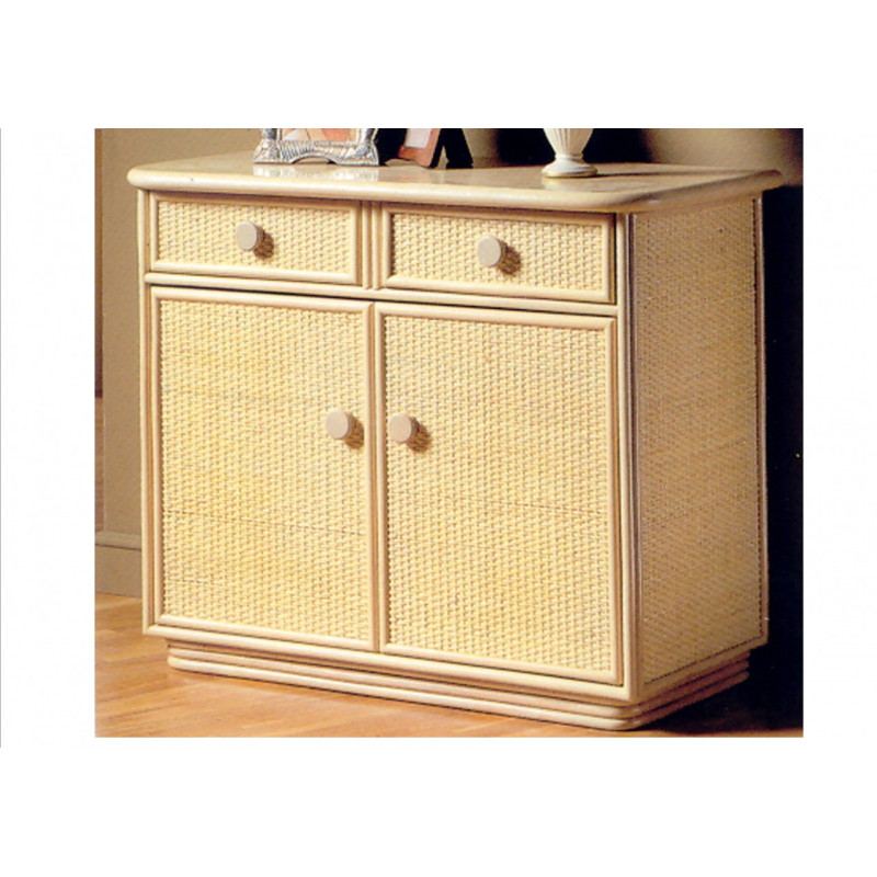 Commode en rotin Nantes 2 tiroirs et 2 portes