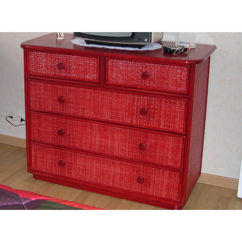 Commode en rotin Amneville 5 tiroirs
