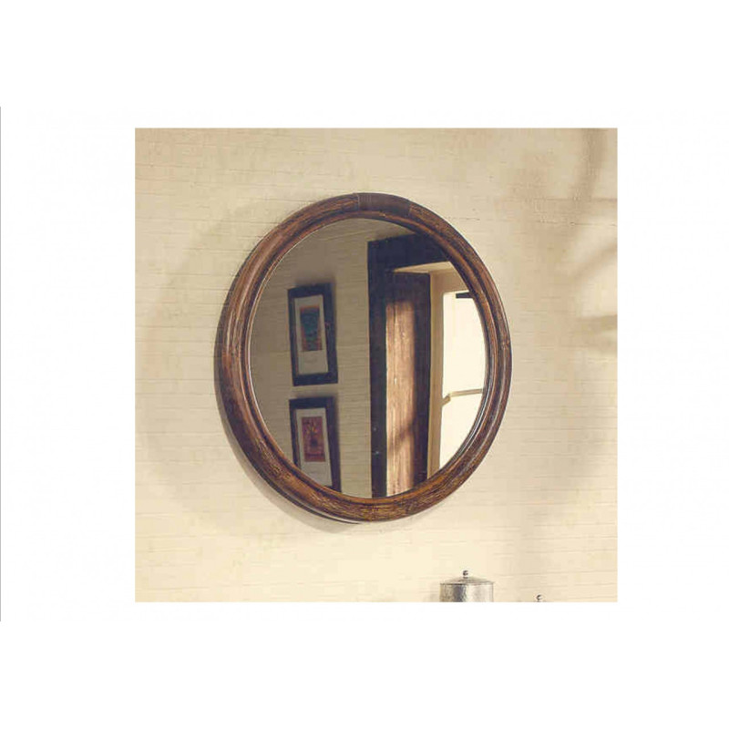 Miroir en rotin rond