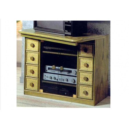 meuble tv hifi en rotin - Rotin Création