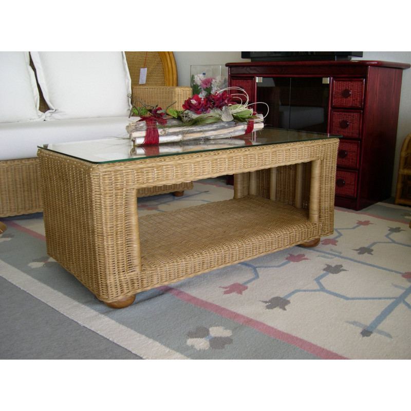 table de salon en rotin - rotin design