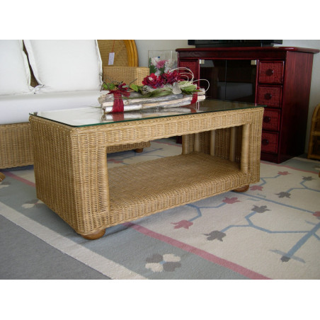 table de salon en rotin - rotin design