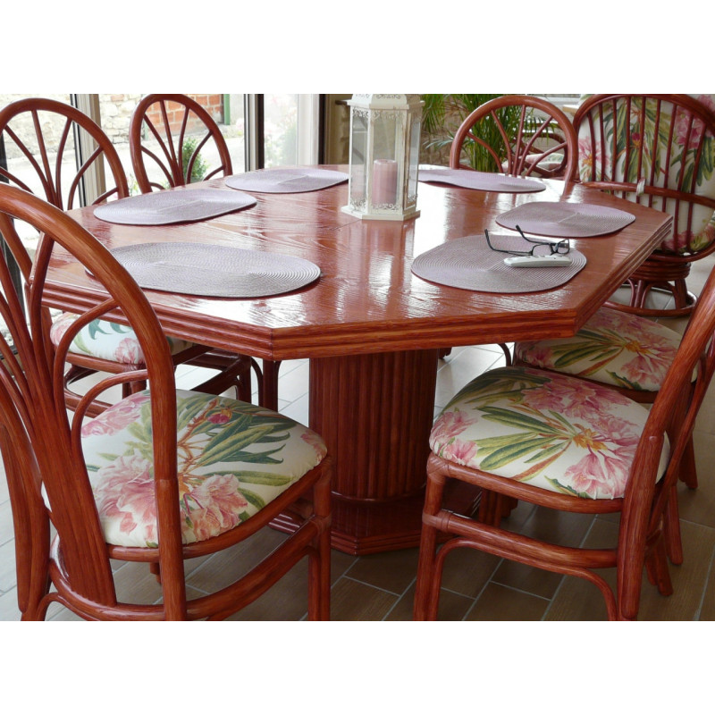 Table en rotin Lissac octogonale avec ou sans allonges