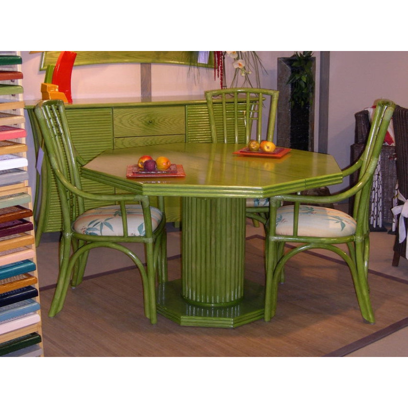 table de salon octogonale en rotin