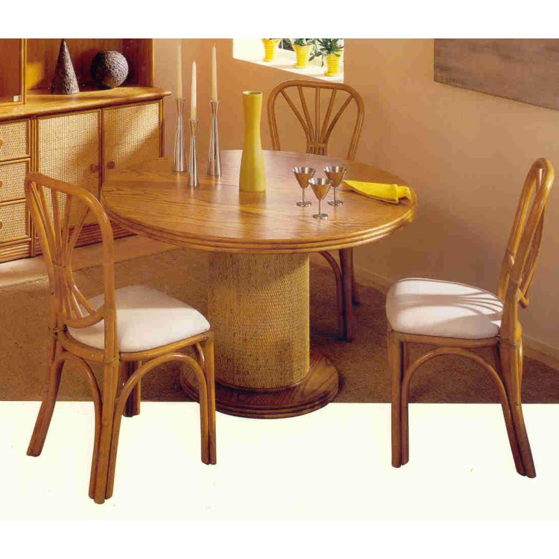 Table de salle à manger en rotin - Meuble en rotin
