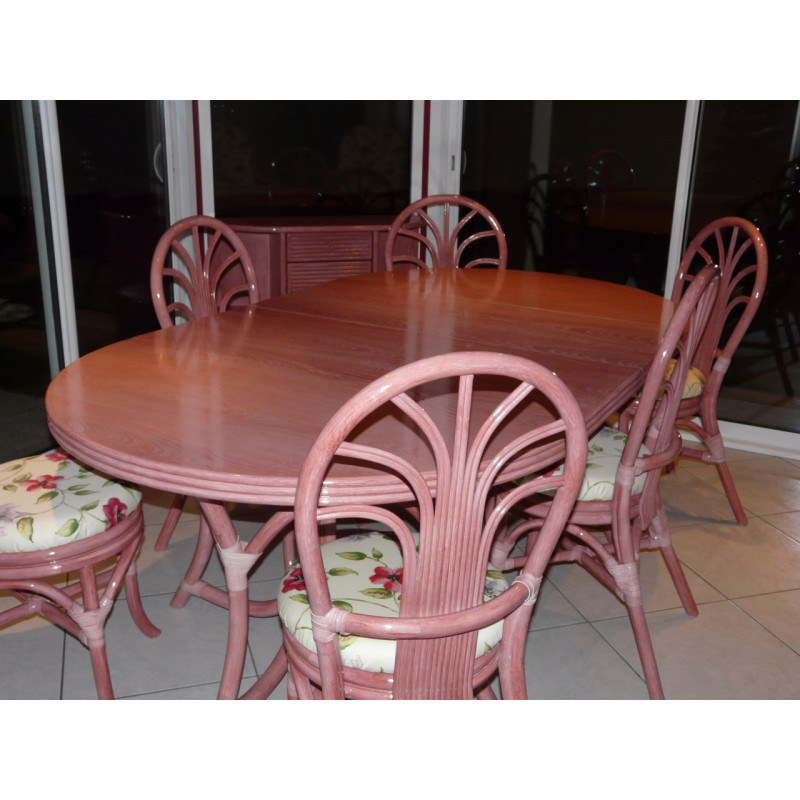 Table Bali ronde en rotin avec ou sans allonge