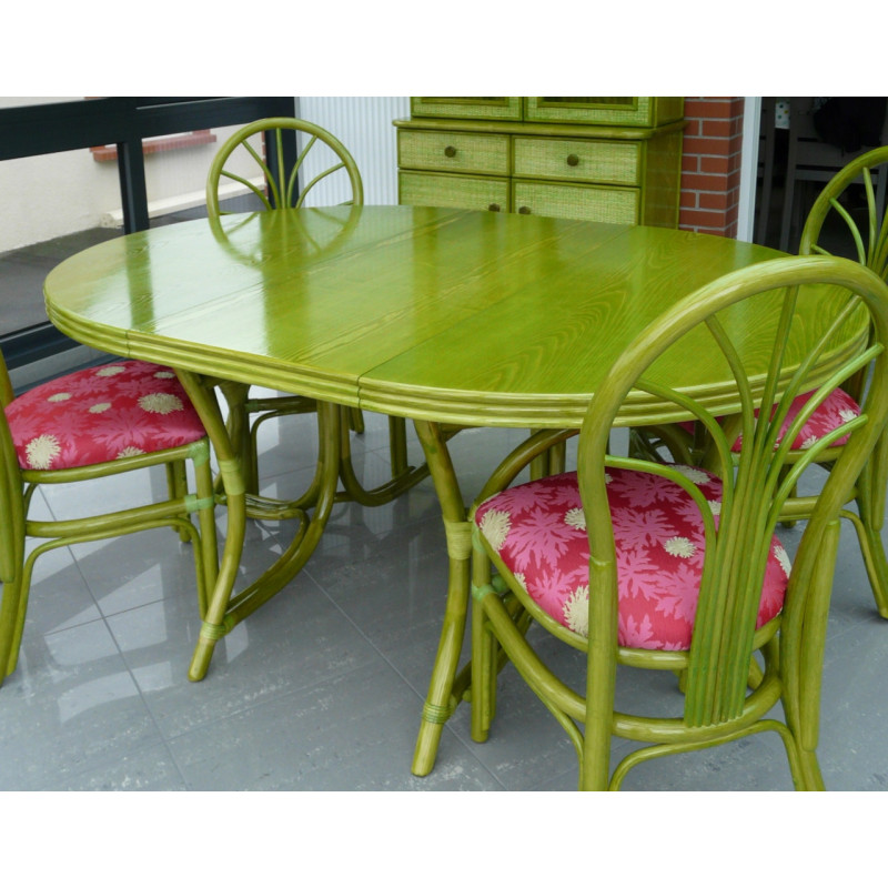 Table Bali ronde en rotin avec ou sans allonge