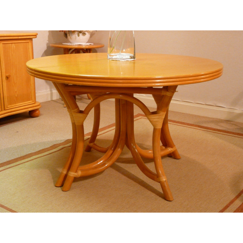 Table Bali ronde en rotin avec ou sans allonge