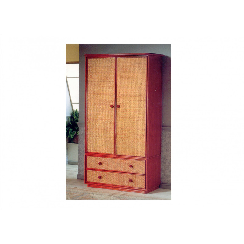 Armoire en rotin Tours en 2 portes et 2 tiroirs