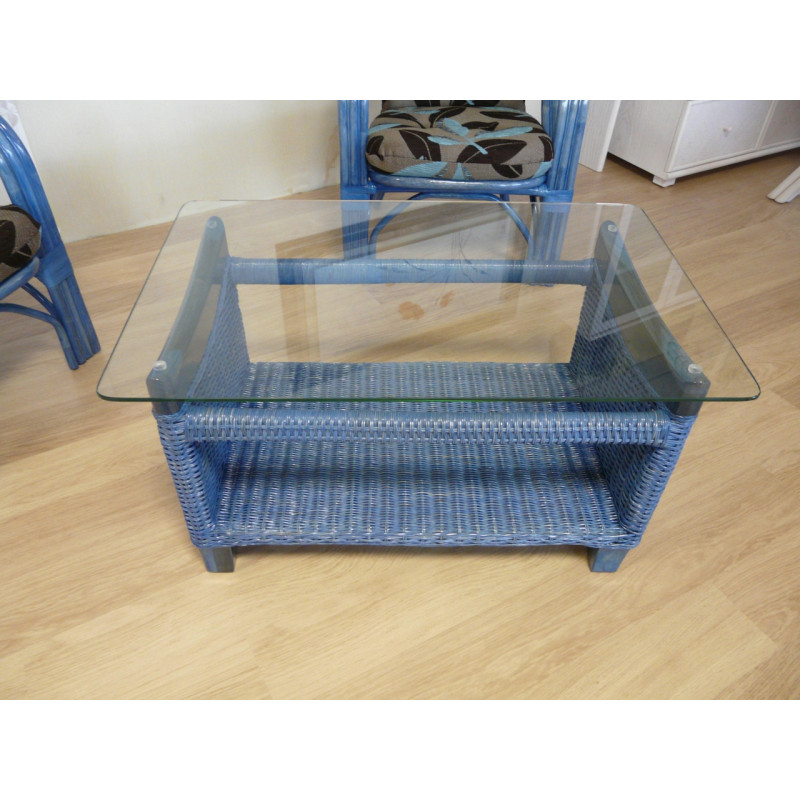 Table de salon en moelle de rotin tissée - Rotin Création