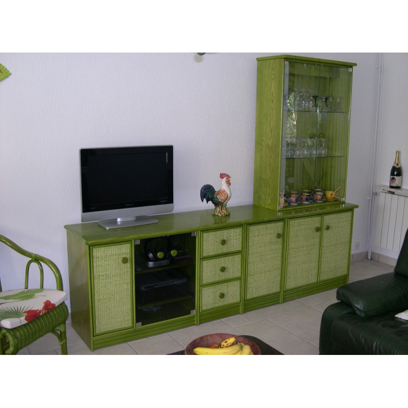 composition modulable en rotin - tv hifi - Rotin Création