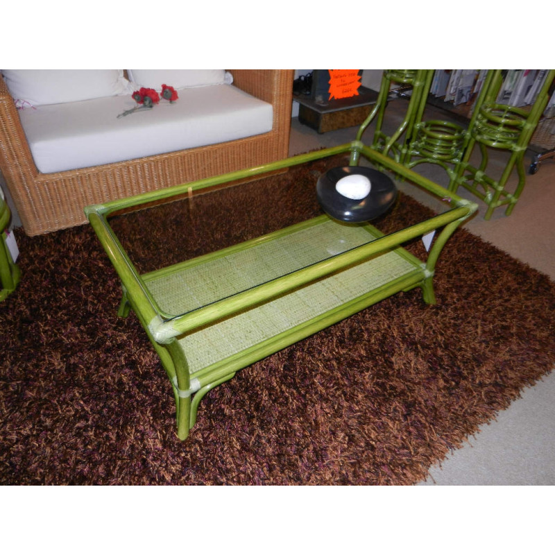 TABLE DE SALON EN ROTIN - MEUBLE EN ROTIN